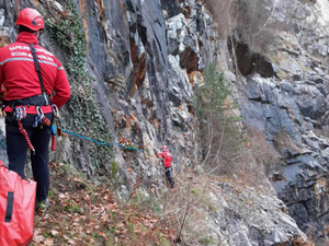 Bloqué sur une paroi rocheuse, à une dizaine de mètres en contrebas, un chien de chasse secouru par les sapeurs-pompiers