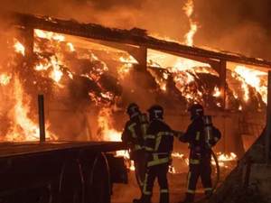 Les gendarmes de l'Aveyron aperçoivent un bâtiment agricole en feu en rentrant de mission et sauvent les vaches avant l'arrivée des pompiers