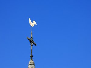 Le maire doit installer le nouveau coq de l'église du village, en pleine cérémonie, il reste coincé à une vingtaine de mètres en haut du clocher