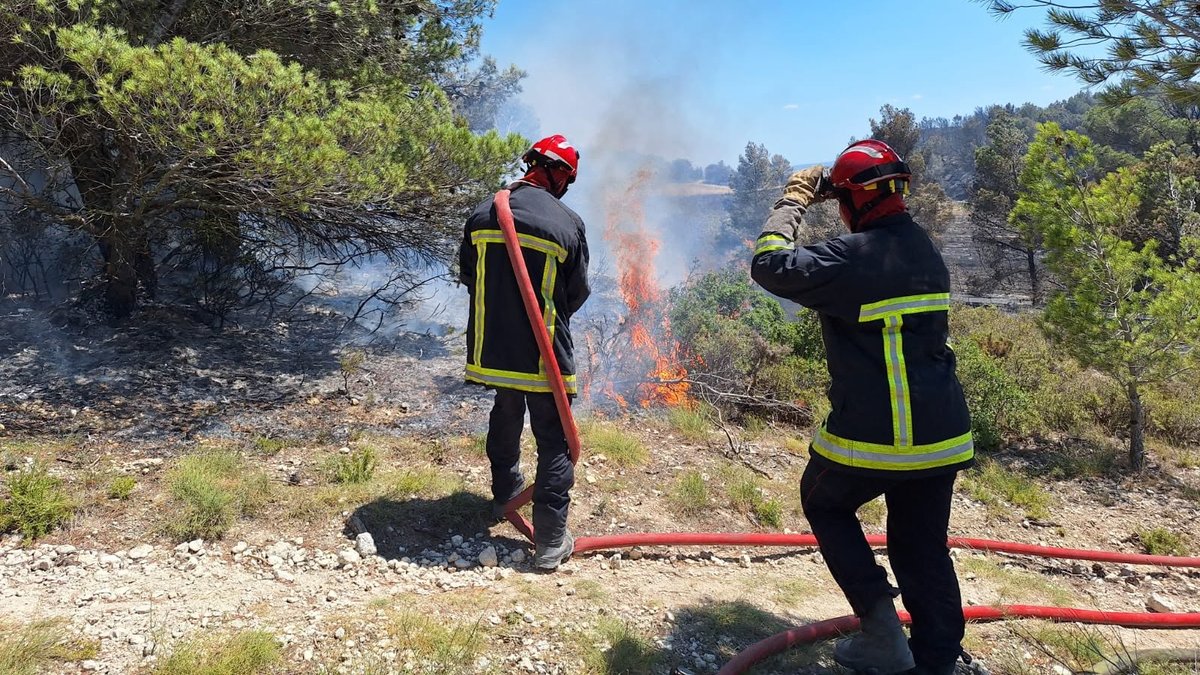 Le feu court à travers les herbes sèches sur 4 hectares aux portes de ...