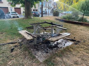 Il avait incendié une table de pique-nique sur la voie publique, l'auteur des faits, un jeune âgé de 18 ans identifié