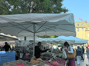 "Allez voir, c'est agréable, espacé" : autour des étals, la joie des retrouvailles du marché sur la place de la Cité, à Rodez